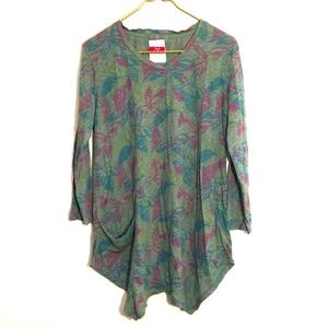 Fresh Produce Green Floral Pattern Shirt - Small